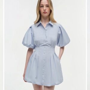 Simkai baby blue bubble mini dress